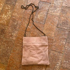 Free people, Nicollette light pink suede, croc, embossed bag